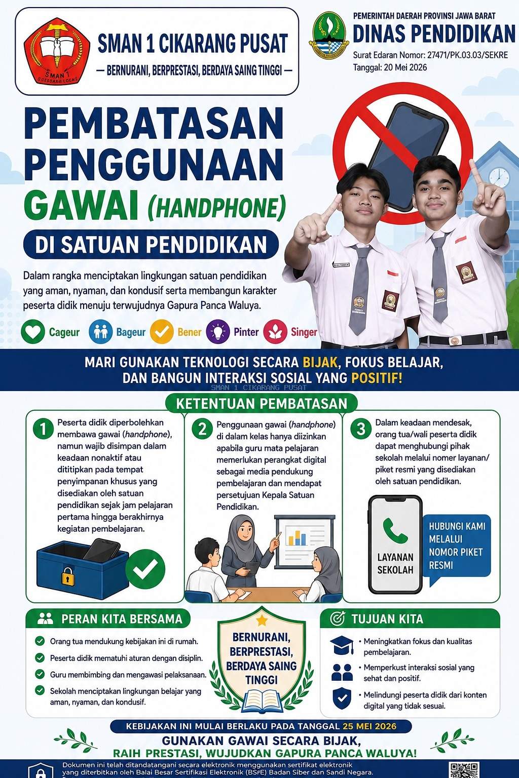 Pembatasan Pemakaian Gawai Disekolah